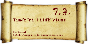 Timári Hiláriusz névjegykártya